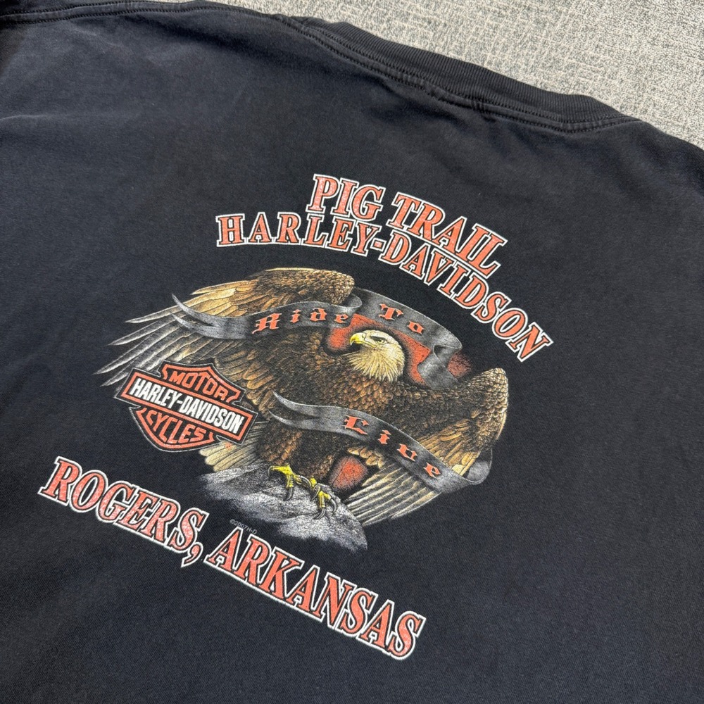 Harley Davidson T Shirt Mens 5XL Black Pig Trail Rogers Arkansas Eagle USA Y2K